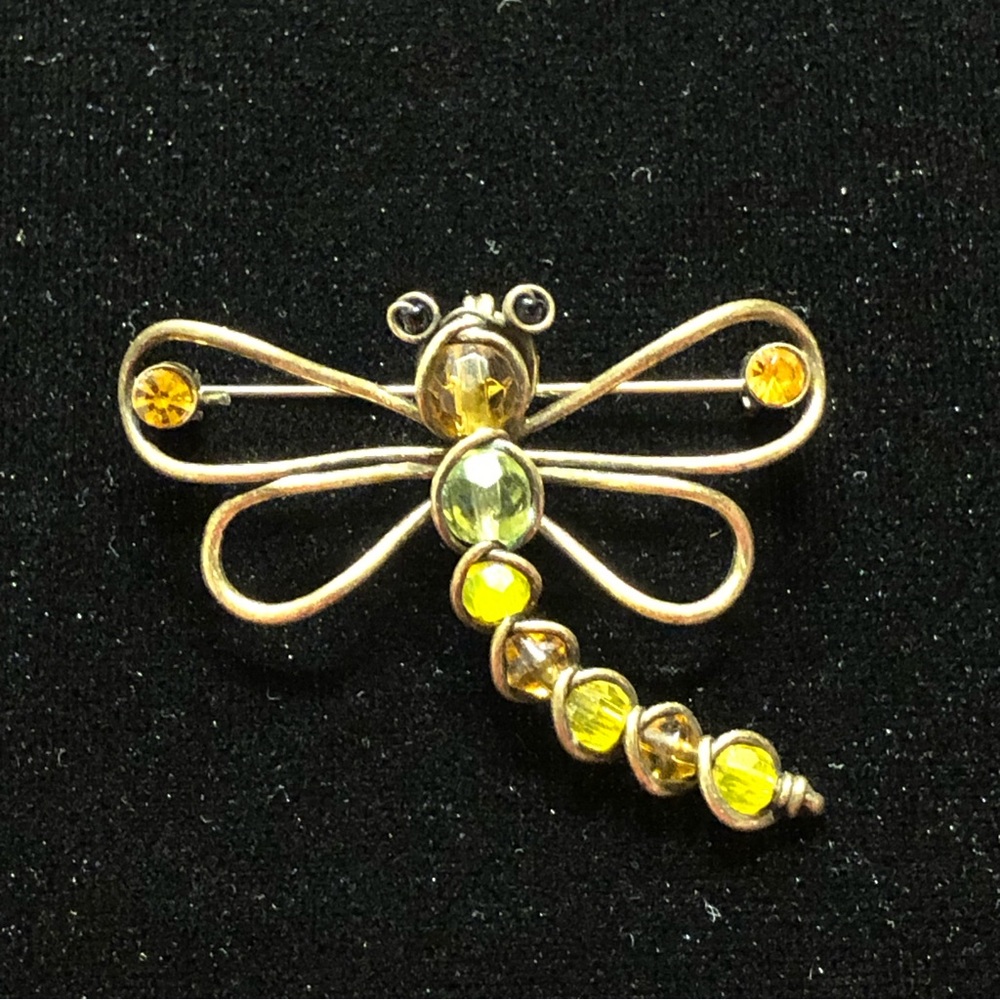Lia Sophia Jewelry Dragonfly Pin Brooch in Antiqued Gold